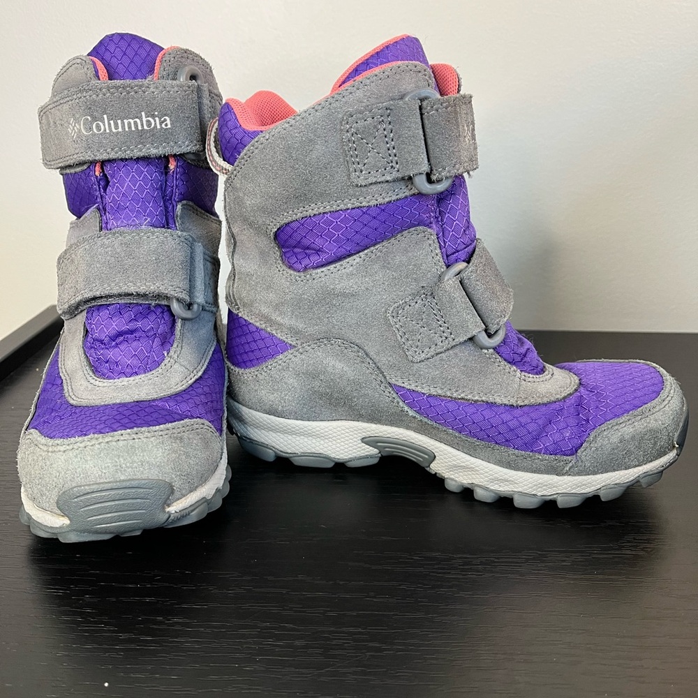 Columbia Kids' Parker’s Peak Purple Gray Winter Snow Boots Waterproof Girl’s 1